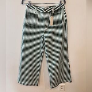 NWT By Together Women’s Large Isla Striped Wide-Leg Jeans - Green & White